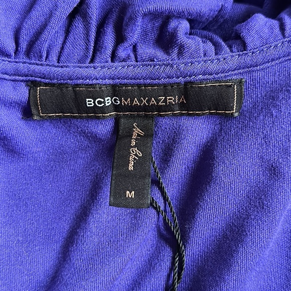 BCBG Max Azria Persian Blue Purple Ruffle Neck Knit Dress Y2k 2000s Medium - Picture 7 of 12